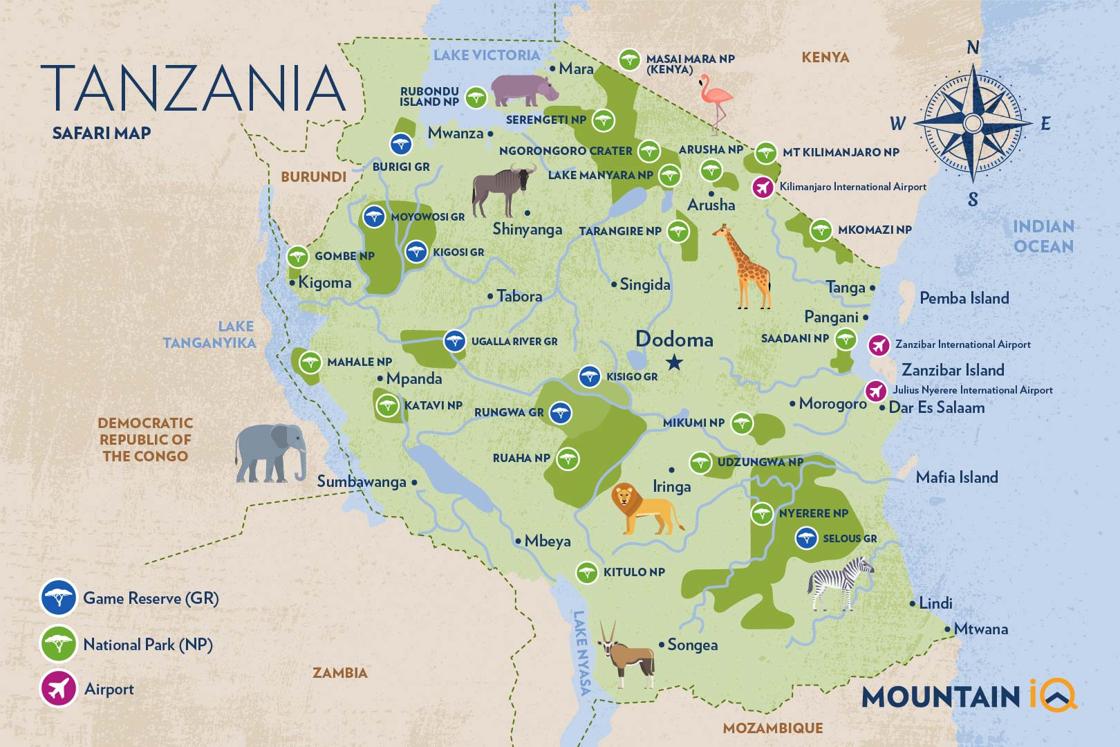 Tanzania Safari Map With The 9 Best Parks